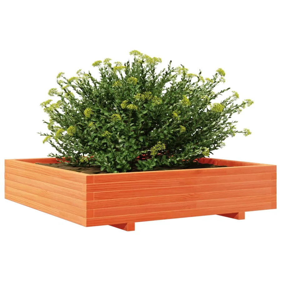 Jardinière cire marron 110x110x26,5 cm bois de pin massif - 4