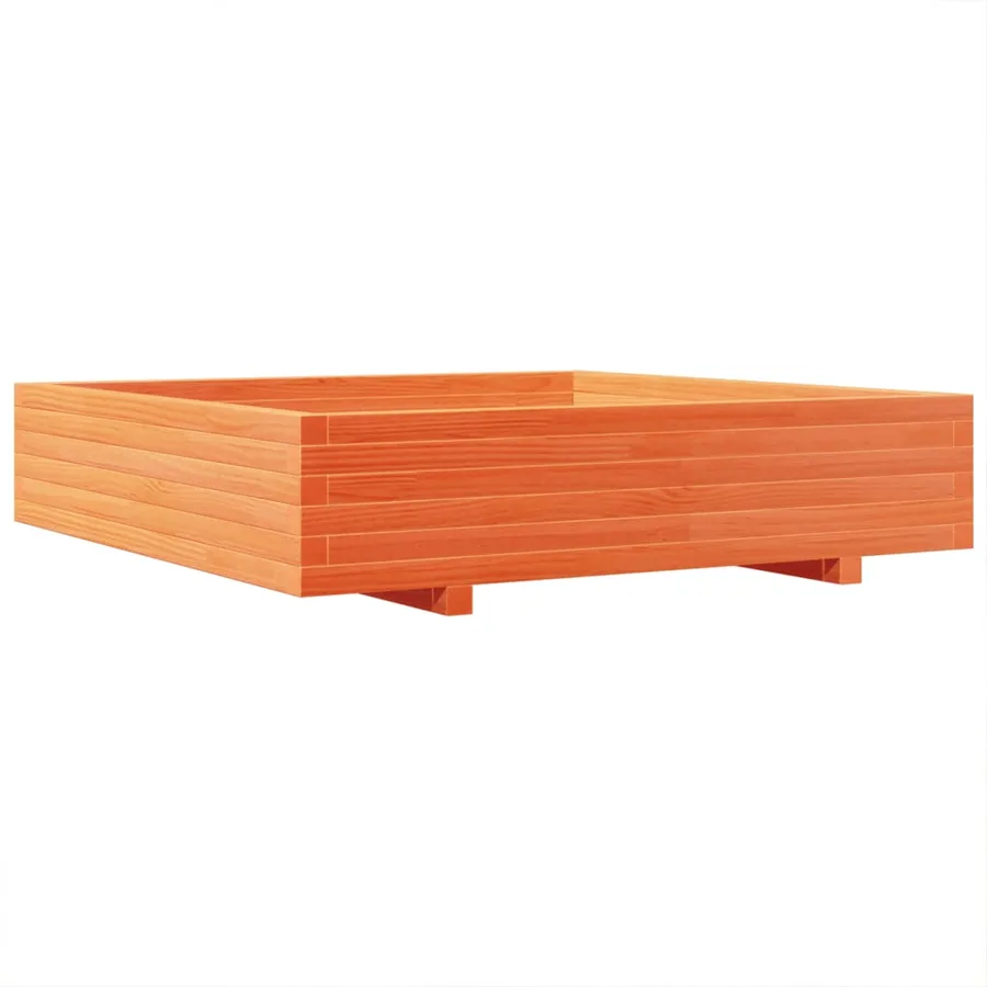 Jardinière cire marron 110x110x26,5 cm bois de pin massif - 7