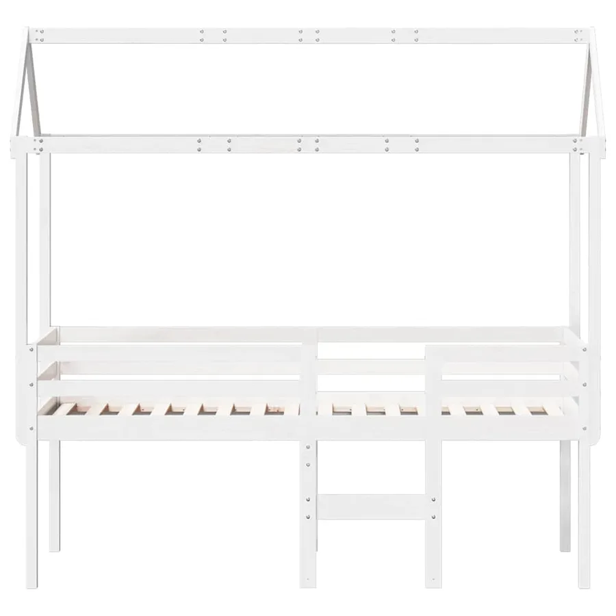 Lit haut sans matelas blanc 75x190 cm bois de pin massif - 4