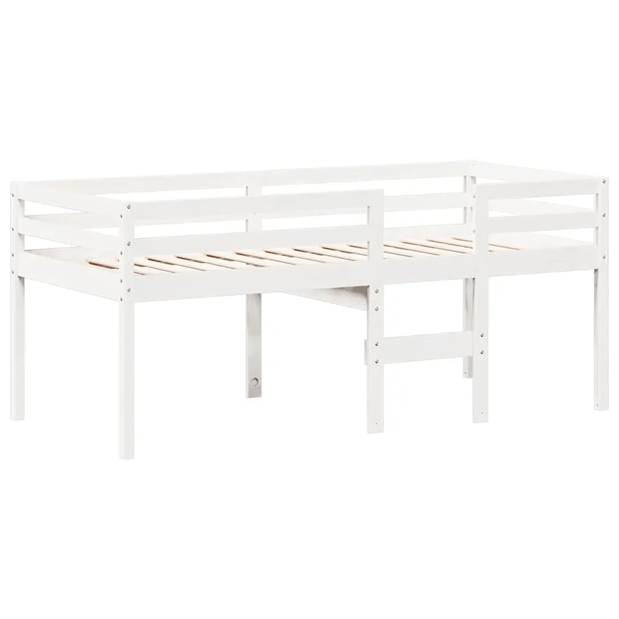 Lit haut sans matelas blanc 75x190 cm bois de pin massif - 5