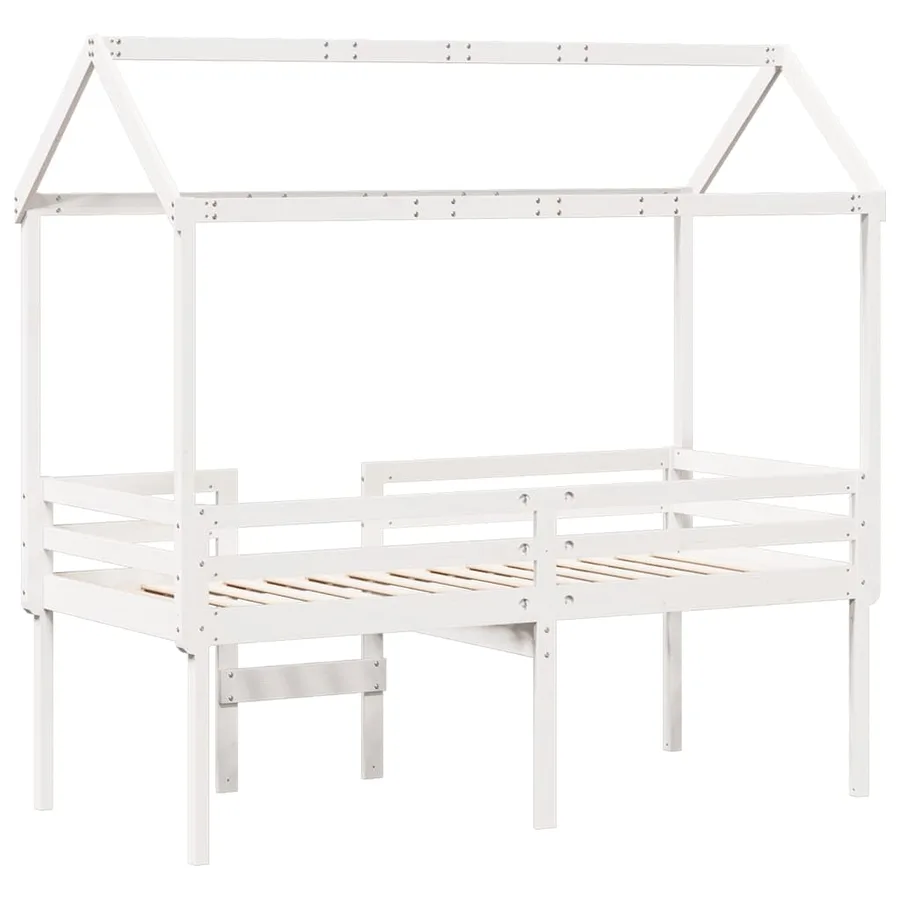 Lit haut sans matelas blanc 75x190 cm bois de pin massif - 8