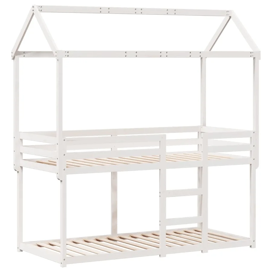 Lit superposé sans matelas blanc 90x190 cm bois de pin massif - 3