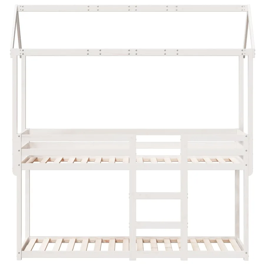 Lit superposé sans matelas blanc 90x190 cm bois de pin massif - 4