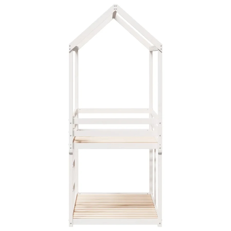Lit superposé sans matelas blanc 90x190 cm bois de pin massif - 7