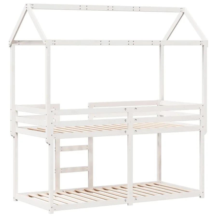 Lit superposé sans matelas blanc 90x190 cm bois de pin massif - 8