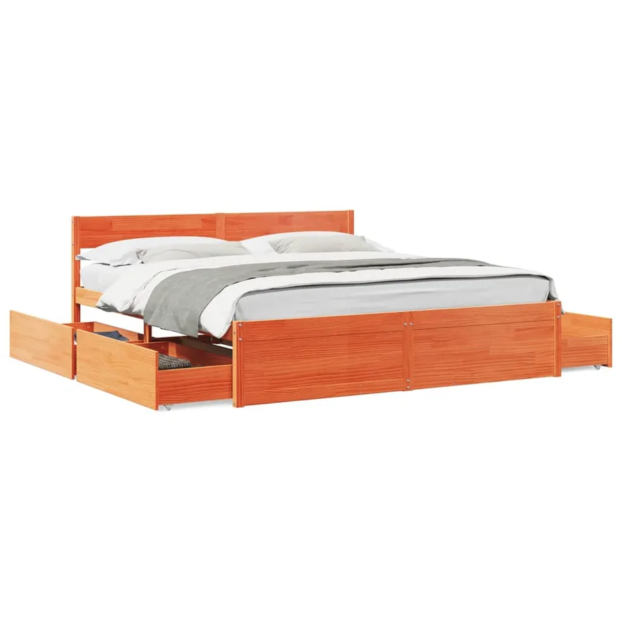 Cadre de lit sans matelas cire marron 180x200cm bois pin massif - 2