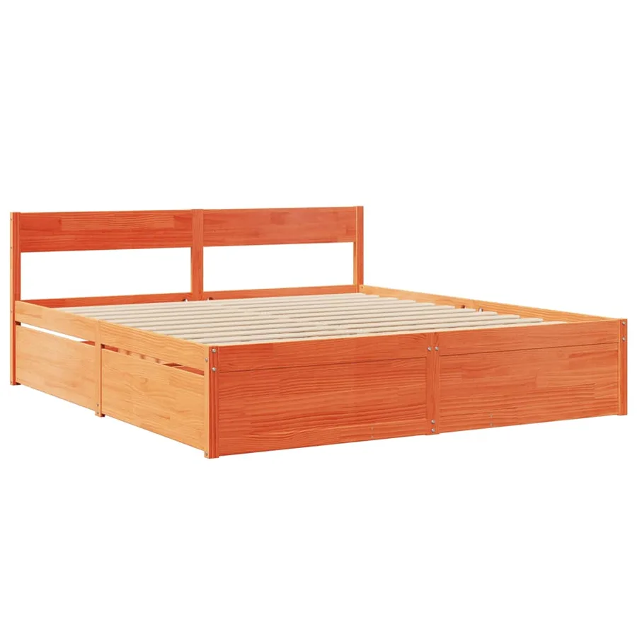 Cadre de lit sans matelas cire marron 180x200cm bois pin massif - 3