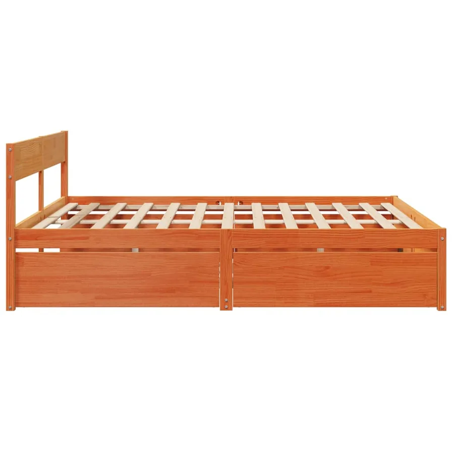 Cadre de lit sans matelas cire marron 180x200cm bois pin massif - 5