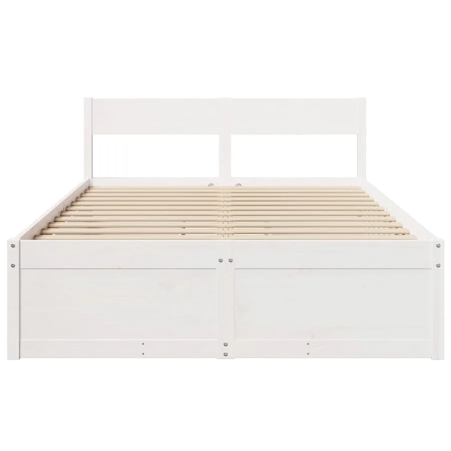 Cadre de lit sans matelas blanc 140x190 cm bois de pin massif - 4