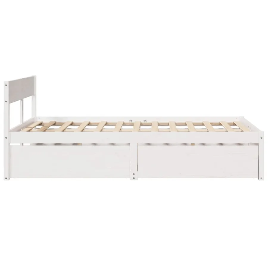 Cadre de lit sans matelas blanc 140x190 cm bois de pin massif - 5