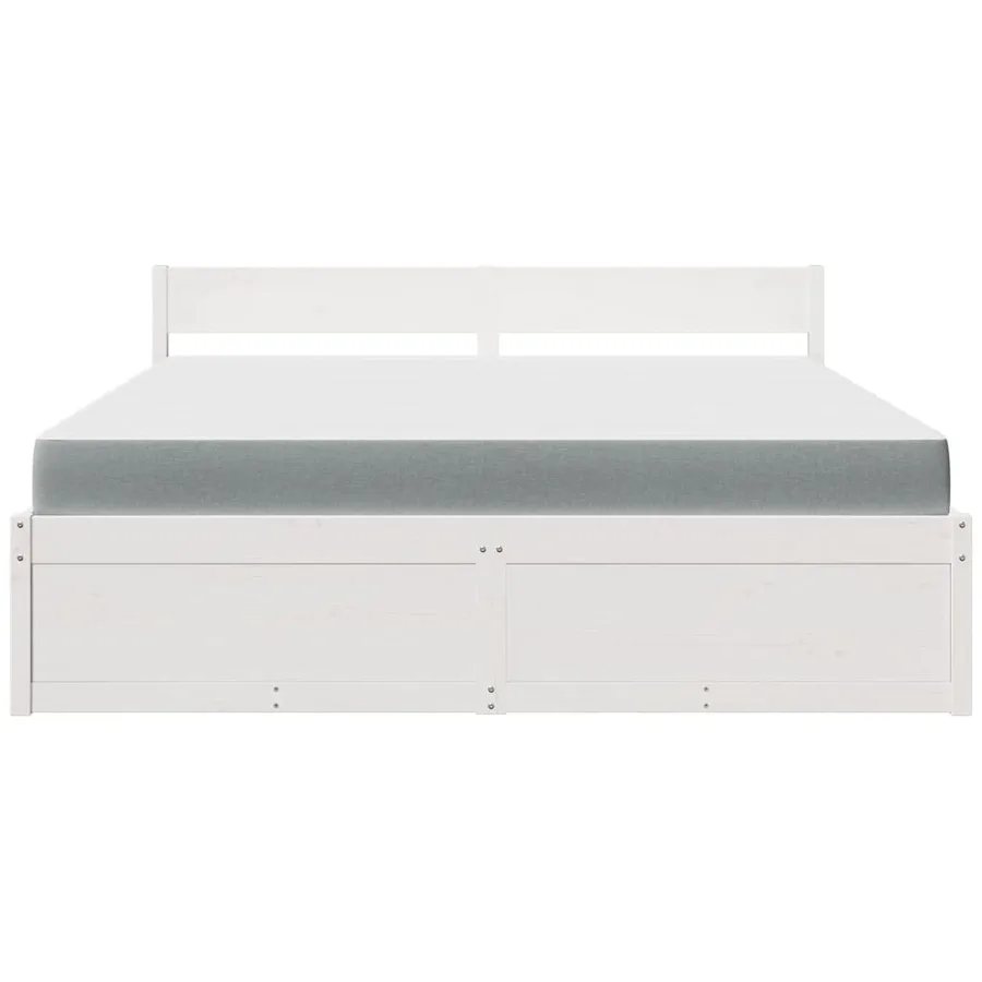 Lit avec tiroirs et matelas blanc 180x200 cm bois massif de pin - 4
