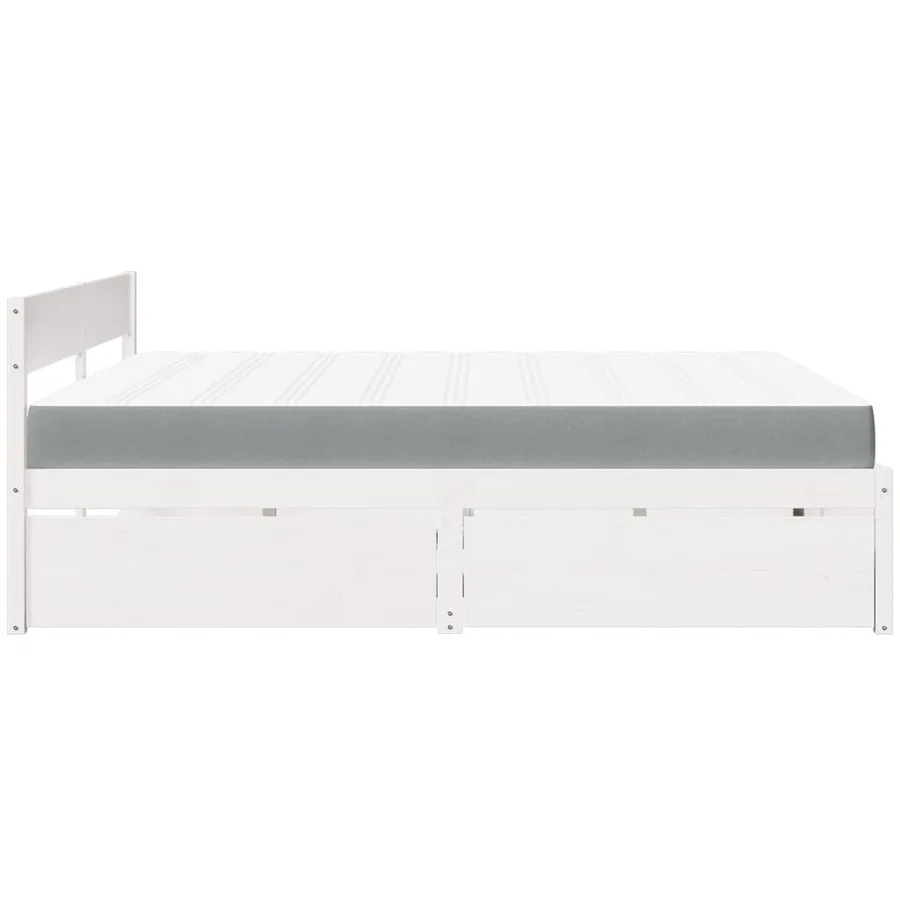 Lit avec tiroirs et matelas blanc 180x200 cm bois massif de pin - 5