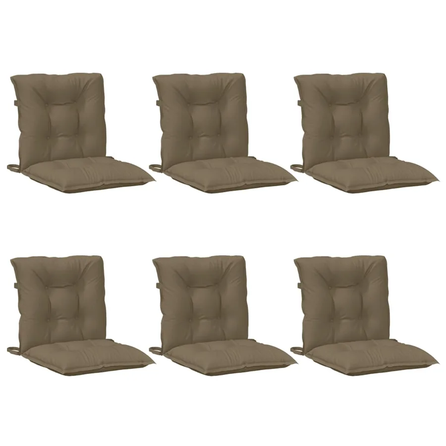 Coussins de chaise à dossier bas lot de 6 taupe mélangé tissu - 4