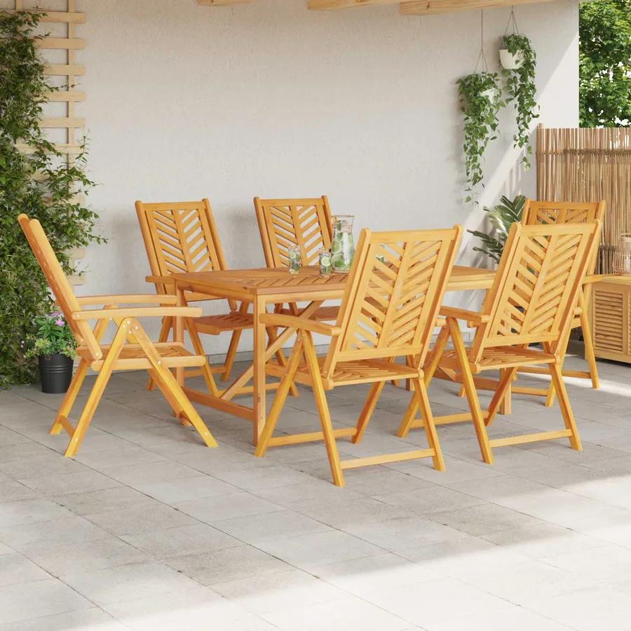 Chaise de jardin 6 pcs Marron Bois d'Acacia Massif - 3