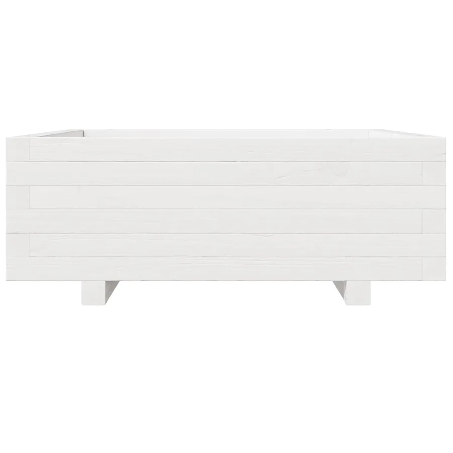 Jardinière blanc 70x70x26,5 cm bois de pin massif - 5