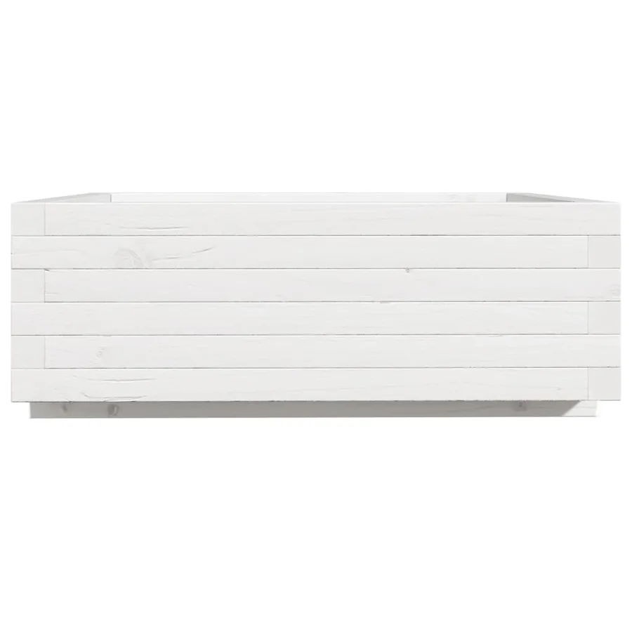 Jardinière blanc 70x70x26,5 cm bois de pin massif - 6