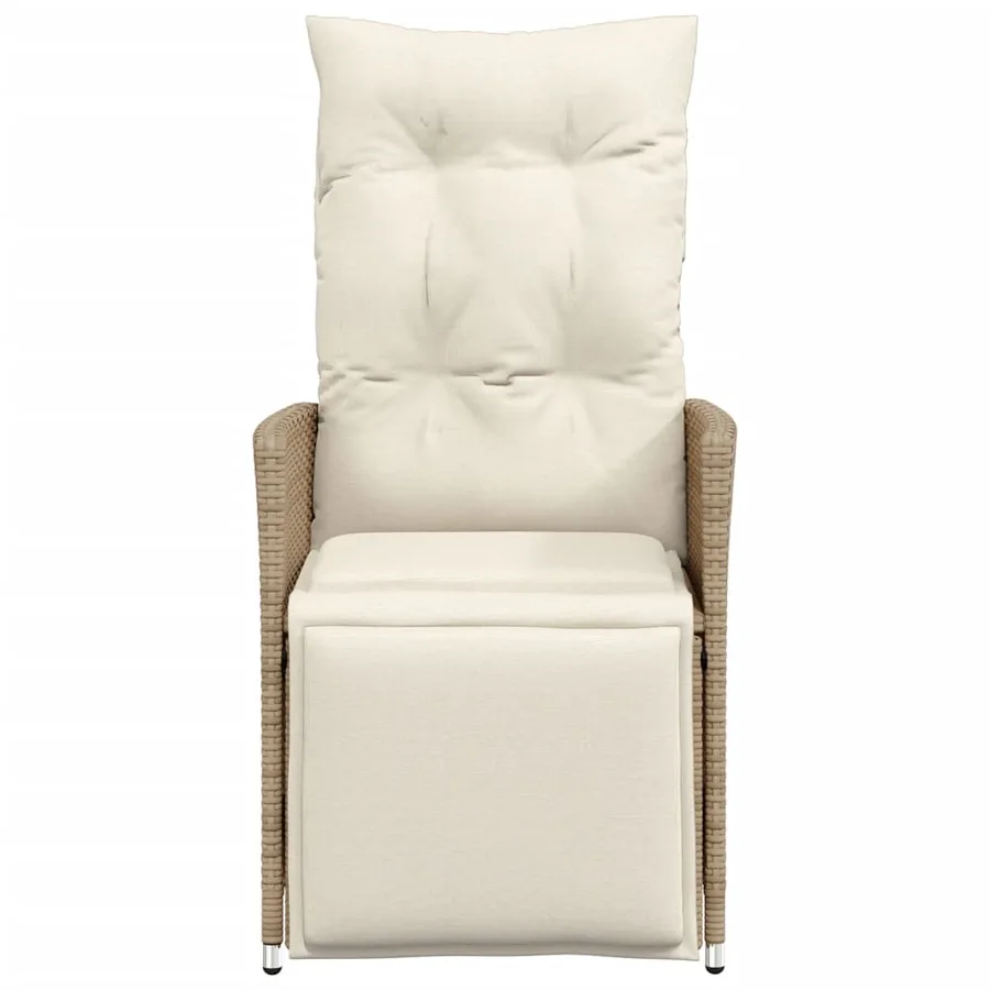 Chaise inclinable de jardin avec coussins beige résine tressée - 4