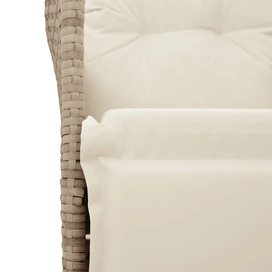 Chaise inclinable de jardin avec coussins beige résine tressée - 8