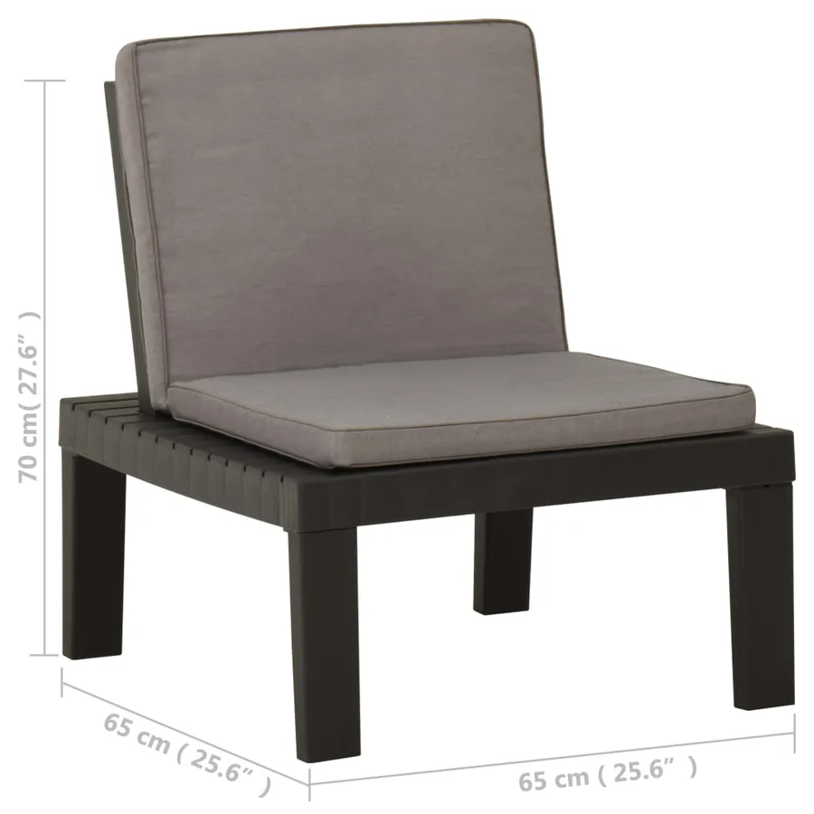 Chaise de salon de jardin avec coussin Plastique Gris - 6