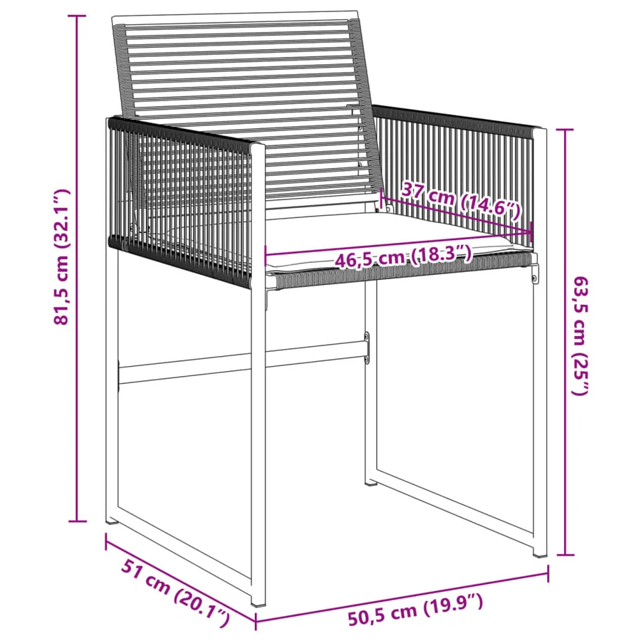 Chaises de jardin lot de 4 avec coussins noir résine tressée - 11
