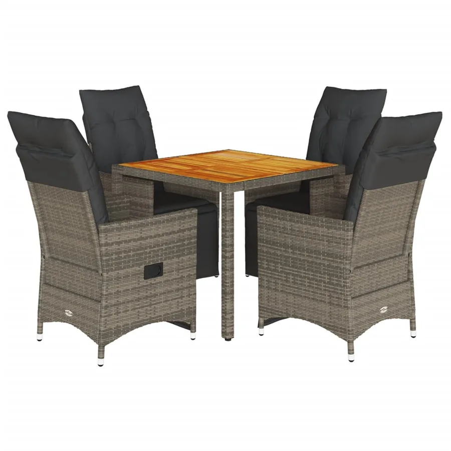 Ensemble de bistro de jardin 5 pcs coussins gris poly rotin - 2