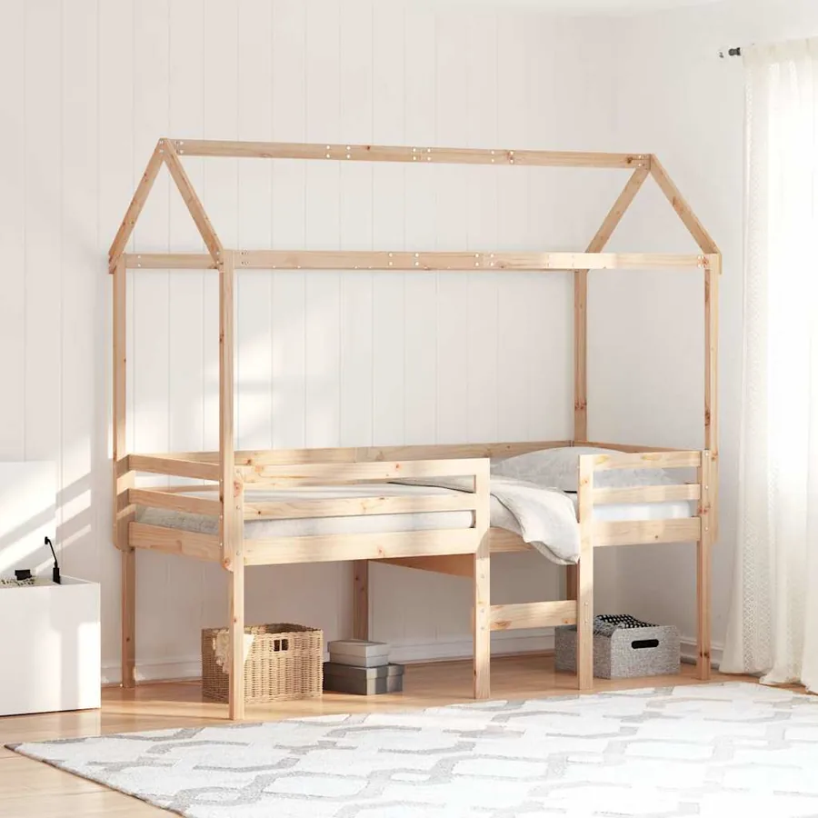 Lit haut sans matelas 80x200 cm bois de pin massif
