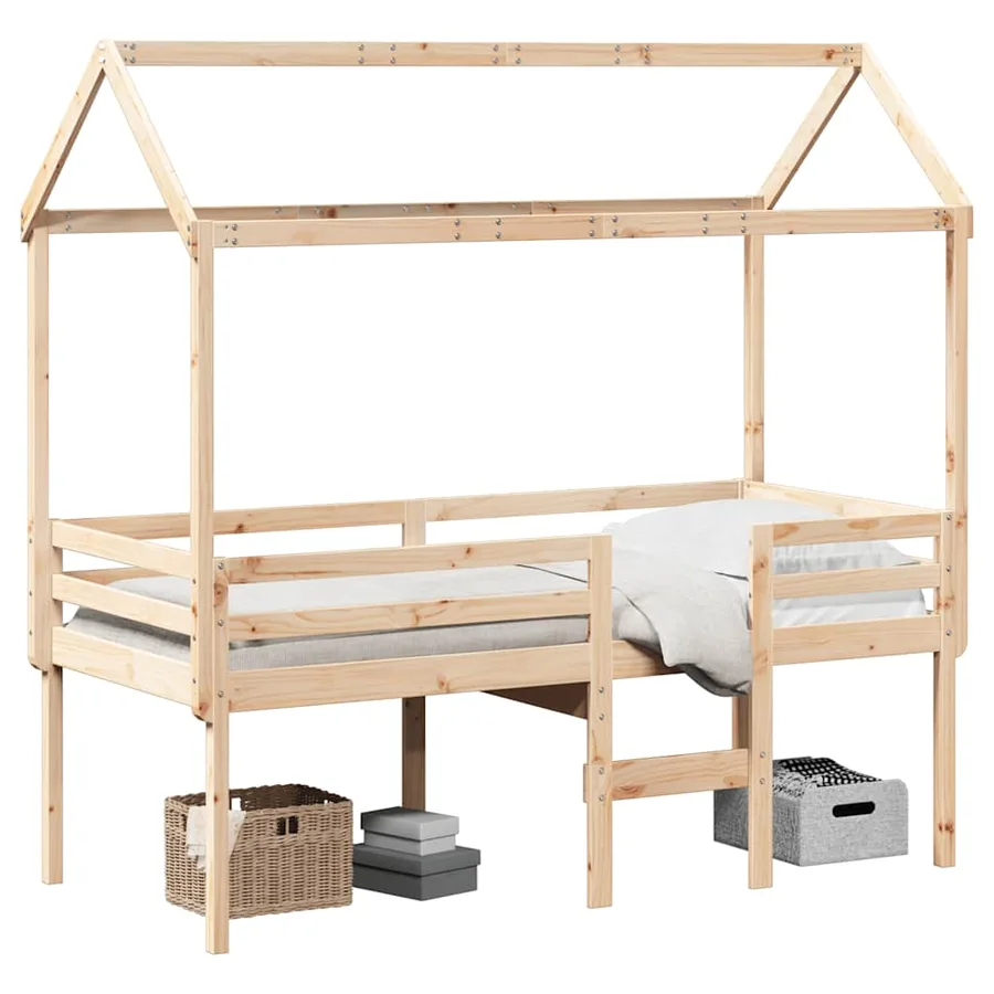 Lit haut sans matelas 80x200 cm bois de pin massif - 2