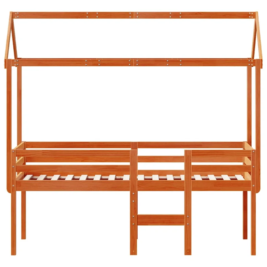 Lit haut sans matelas cire marron 80x200 cm bois de pin massif - 4