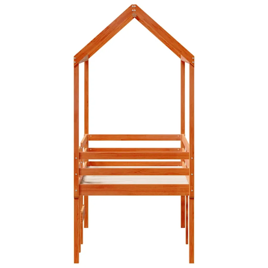 Lit haut sans matelas cire marron 80x200 cm bois de pin massif - 7