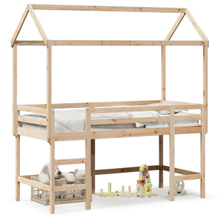 Lit superposé avec échelle et toit sans matelas 90x190 cm - 2