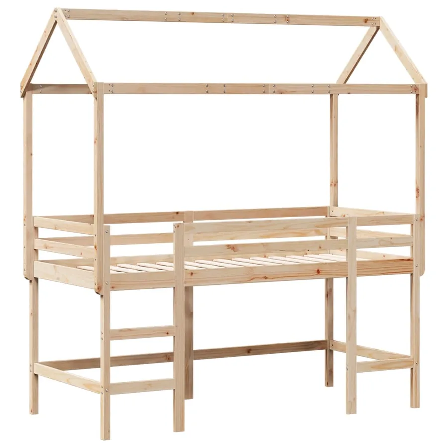 Lit superposé avec échelle et toit sans matelas 90x190 cm - 3