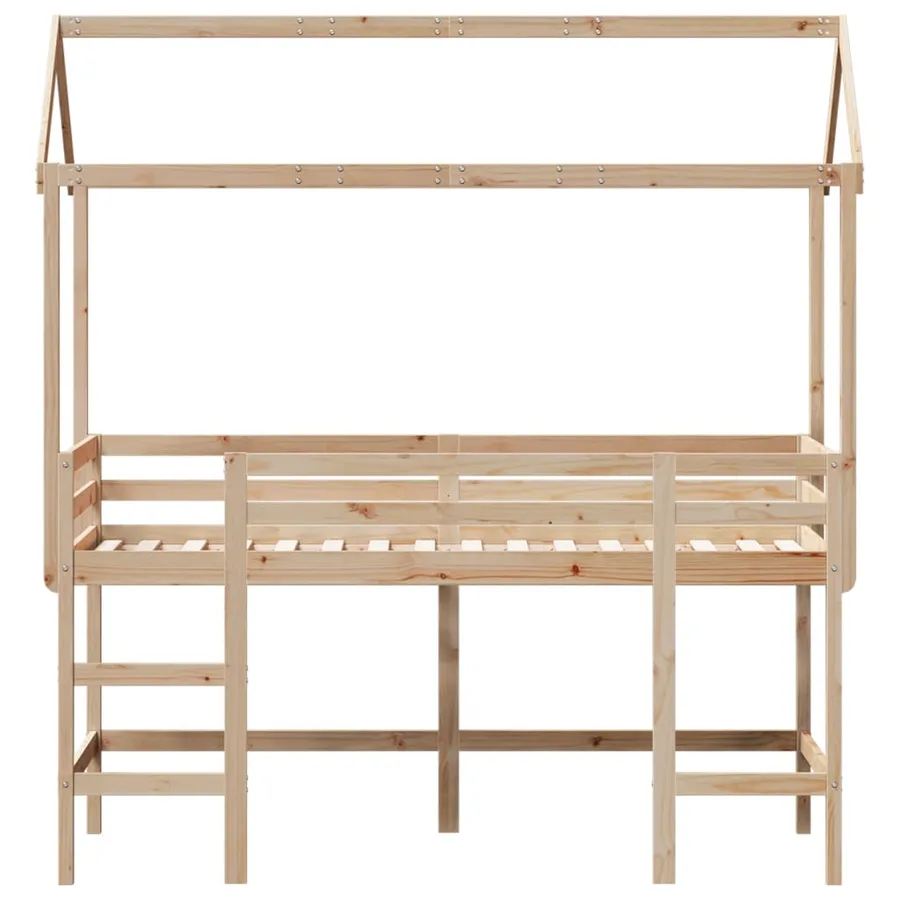 Lit superposé avec échelle et toit sans matelas 90x190 cm - 4