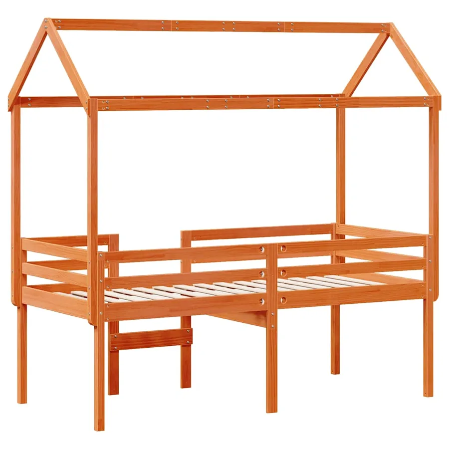 Lit haut sans matelas cire marron 90x190 cm bois de pin massif - 8