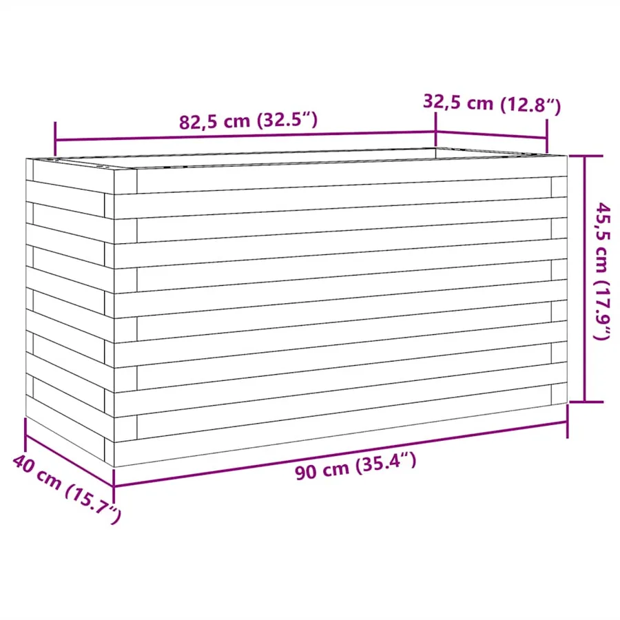 Jardinière blanc 90x40x45,5 cm bois de pin massif - 10