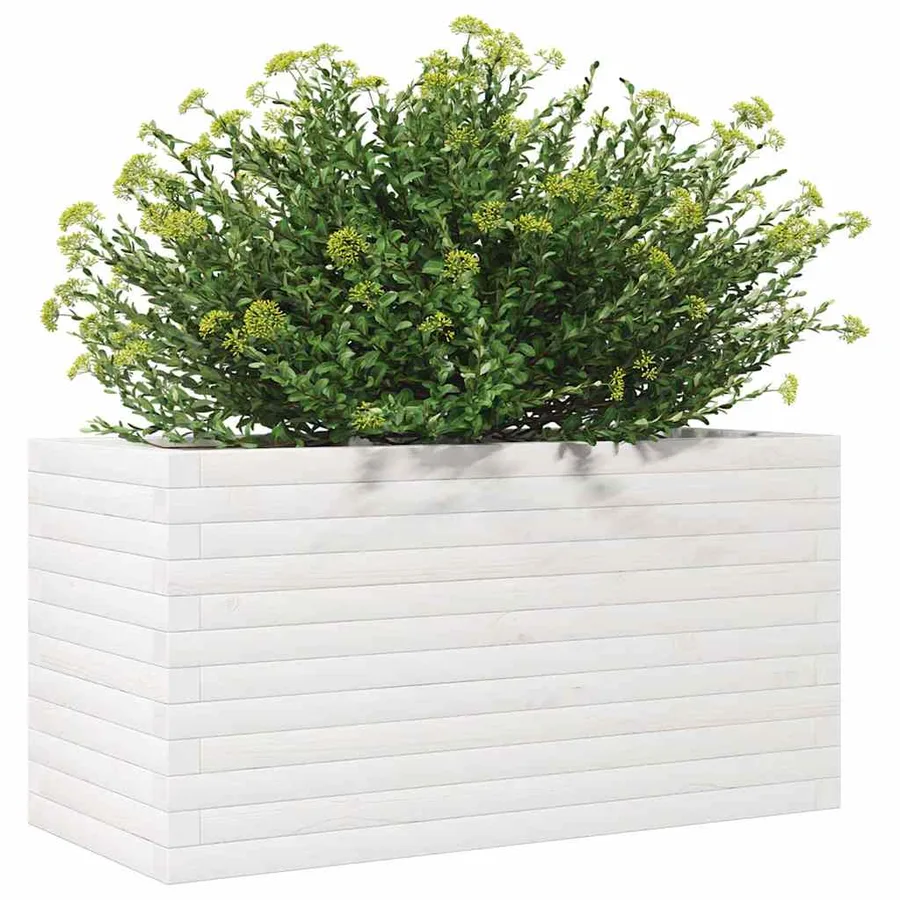 Jardinière blanc 90x40x45,5 cm bois de pin massif - 4