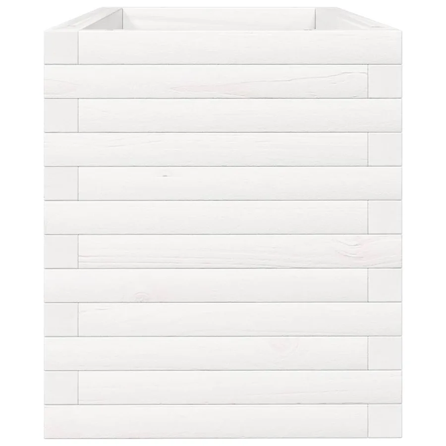 Jardinière blanc 90x40x45,5 cm bois de pin massif - 6