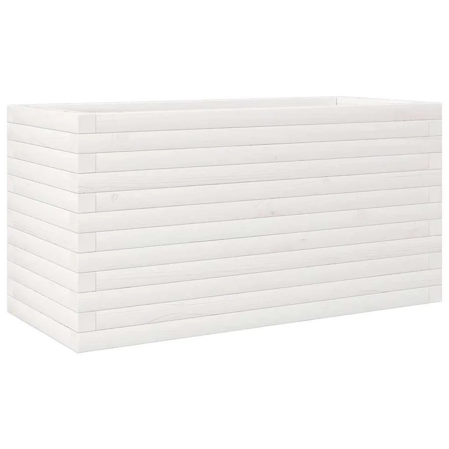 Jardinière blanc 90x40x45,5 cm bois de pin massif - 7