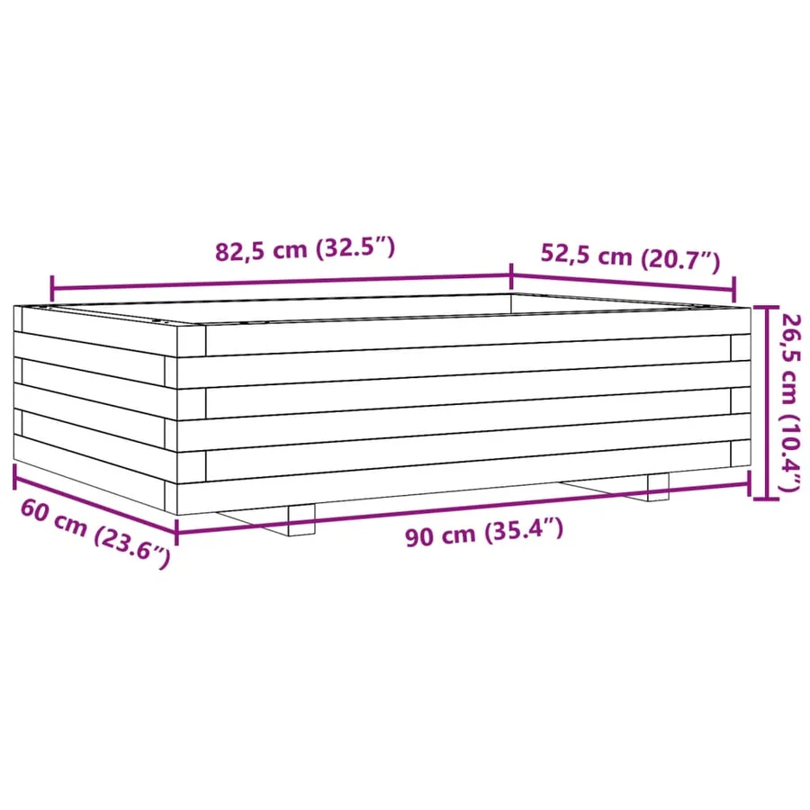 Jardinière blanc 90x60x26,5 cm bois de pin massif - 10