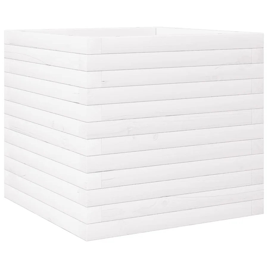 Jardinière blanc 50x50x46 cm bois de pin massif - 2
