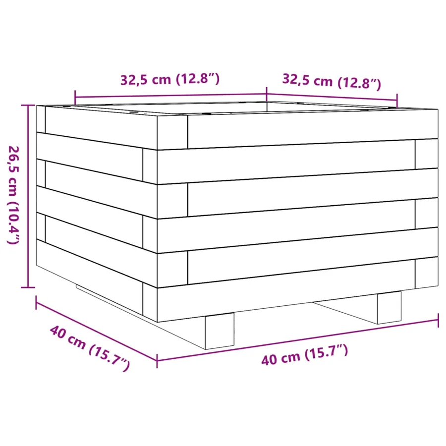 Jardinière 40x40x26,5 cm bois de pin massif - 10