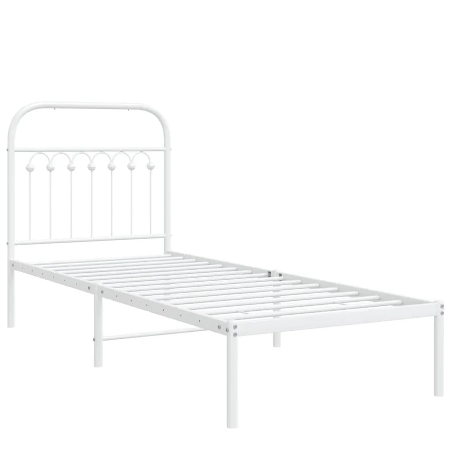 Cadre de lit métal sans matelas avec tête de lit blanc 80x200cm - 3
