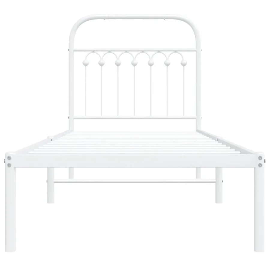 Cadre de lit métal sans matelas avec tête de lit blanc 80x200cm - 4