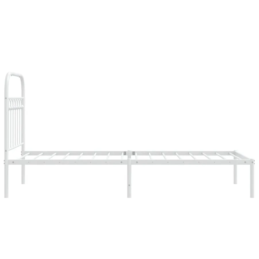 Cadre de lit métal sans matelas avec tête de lit blanc 80x200cm - 5