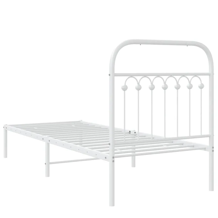 Cadre de lit métal sans matelas avec tête de lit blanc 80x200cm - 6