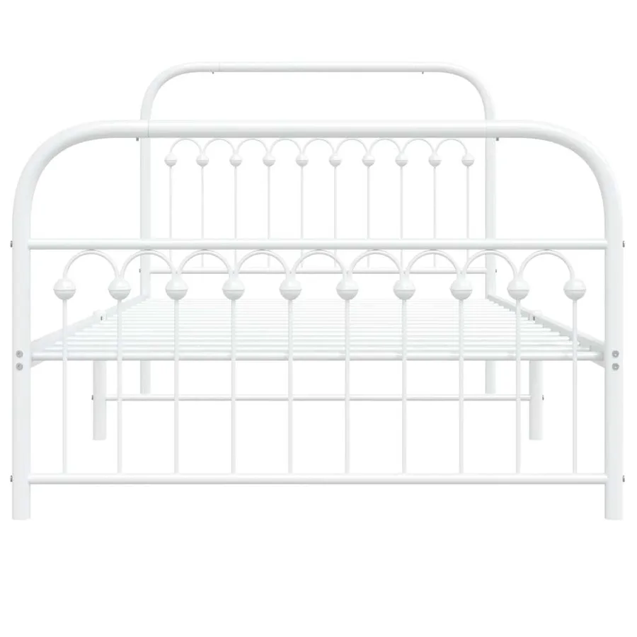 Cadre de lit métal sans matelas et pied de lit blanc 107x203 cm - 4