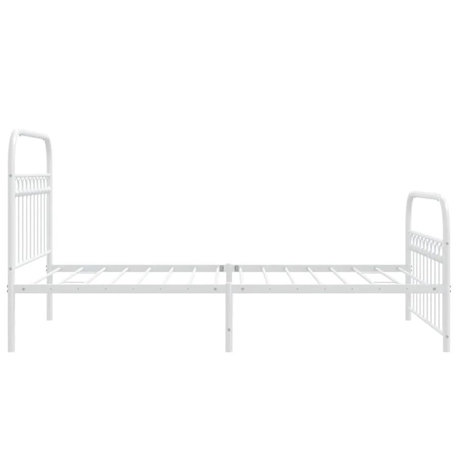 Cadre de lit métal sans matelas et pied de lit blanc 107x203 cm - 5