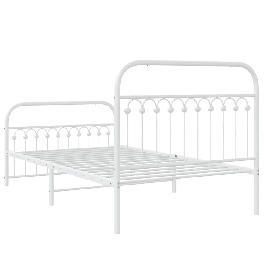 Cadre de lit métal sans matelas et pied de lit blanc 107x203 cm - 6