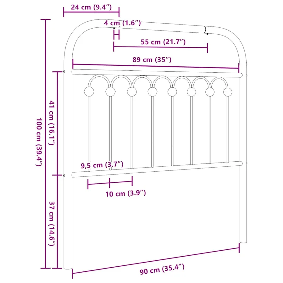 Tête de lit de remplacement métal blanc 90 cm - 6