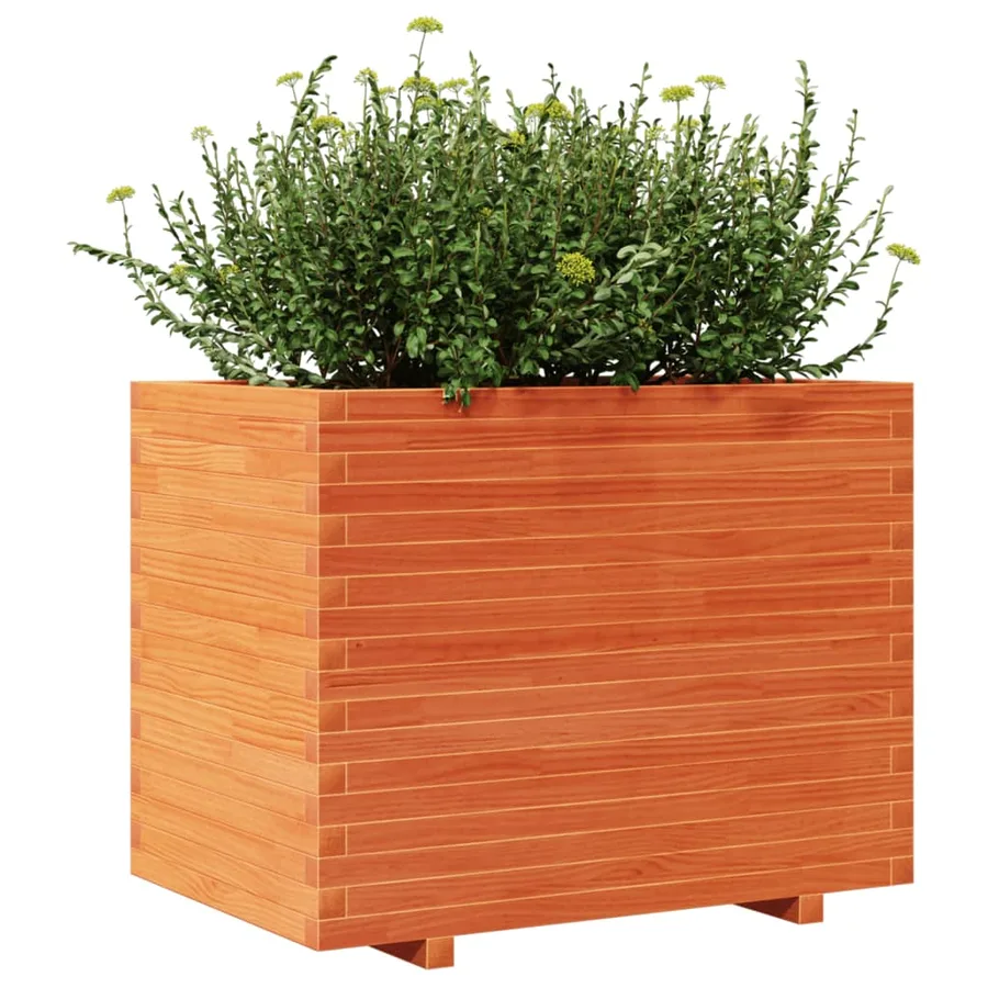 Jardinière cire marron 90x60x72 cm bois de pin massif - 4