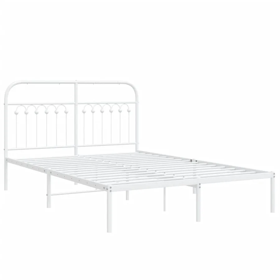 Cadre de lit métal sans matelas et tête de lit blanc 140x190 cm - 3